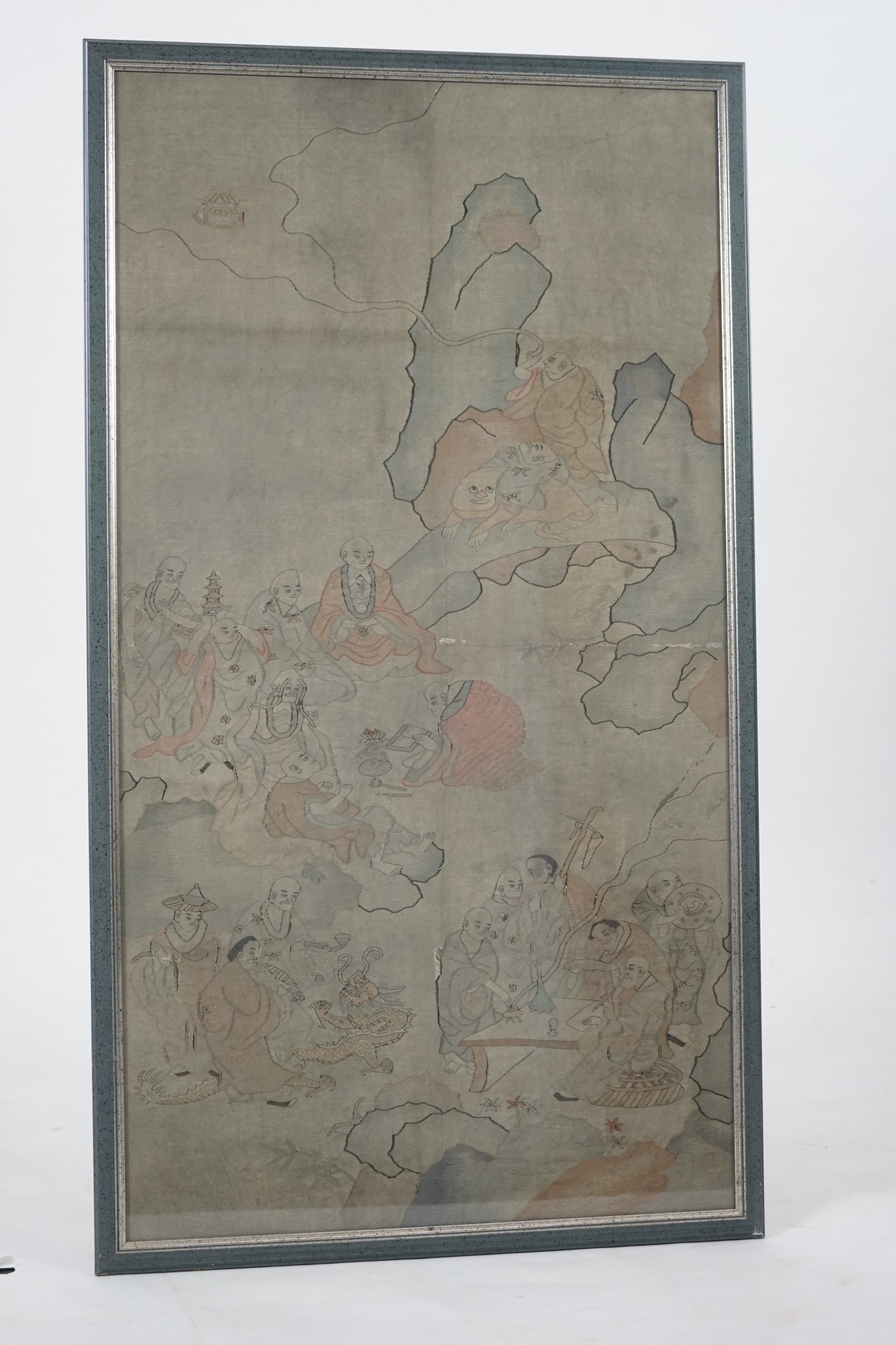 A large Chinese Kesi ‘eighteen luohan’ panel, 19th century